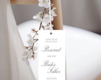 Personalized Wedding Reserved Seat Tag: White Silk Card