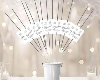 Personalised Sparkler Tags for weddings, party, anniversary, engagement.  Let Love Sparkle Customised Sparkler Tag