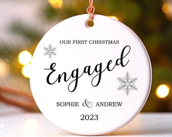 Personalized Engagement Christmas Ornament: Keepsake Gift