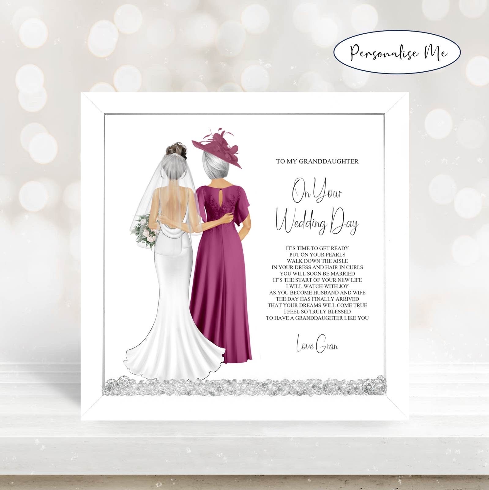To My Granddaughter on Your Wedding Day Card Personalised Wedding Keepsake Card Wedding Card to Granddaughter From Gran Etsy Canada