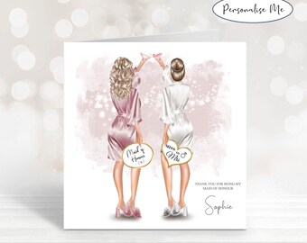 Thank You For Being My Maid of Honour Card, Personalised Matron of Honour Card, Keepsake Maid of Honour Card, Maid of Honour gift