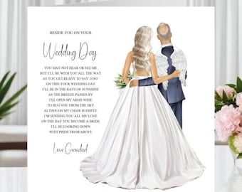 To Granddaughter From Grandad On Your Wedding Day Card From Heaven, Beside You On Your Wedding Day, Wedding Day Remembrance Card