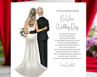 To My Granddaughter On Your Wedding Day Card, Personalised Wedding Keepsake Card, Wedding Card to Granddaughter from Grandad
