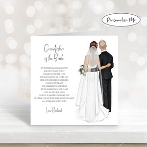 Carte souvenir de mariage personnalisée à mon grand-père le jour de mon mariage, carte de mariage de la mariée à grand-père le jour de mon mariage