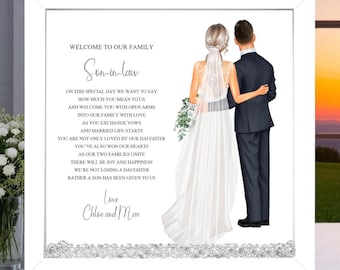 Welcome to our Family Son in law Framed Print, Wedding Gift for the Groom, Personalised Wedding Gift for new Son in law