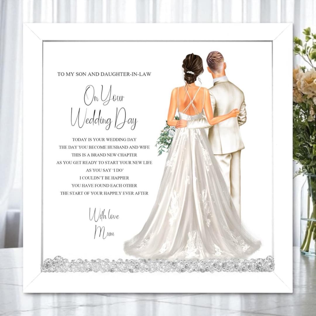To My Son and Daughter in Law From Mum on Your Wedding Day Framed Print ...
