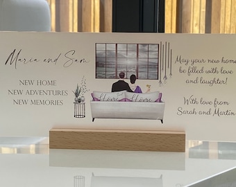New Home Acrylic Plaque Gift Fully Customisable - choose clothes, hair Style, skin tone