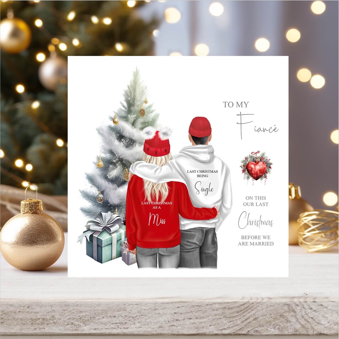 Fiancé Christmas Card Christmas Card for My Fiancé Christmas Etsy