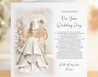 To My Daughter Wedding Day Card From Mum, Personalised Sentimental Keepsake Wedding Gift for Daughter