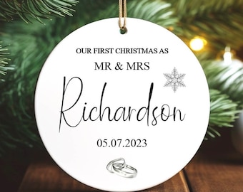 Personalised First Christmas as Mr & Mrs Ornament - First Christmas Married Bauble - First Christmas as Mr and Mrs - Wedding