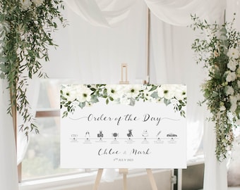 Floral Wedding Order Of The Day Sign: Venue Itinerary