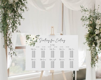 Bridal Bouquet Wedding Table Plan | Seating Chart | Wedding Breakfast Seating Plan | Wedding Sign | Find Your Seat | Seating for Eating