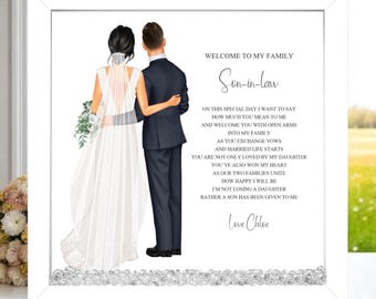 Welcome to my Family Son in law Framed Print, Wedding Gift for Groom, Personalised Wedding Gift for new Son in law
