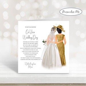 À ma fille de maman sur votre carte de mariage, carte souvenir de mariage personnalisée, carte de mariage de ma fille