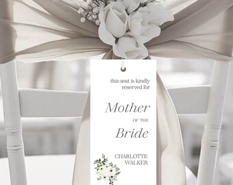 Personalized Wedding Reserved Seat Tag: Ceremony Seating Card