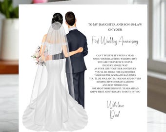 Personalized First Anniversary Card for Daughter & Son-in-Law