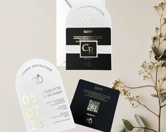 Italia Arched Foiled Wedding Invitation Sample