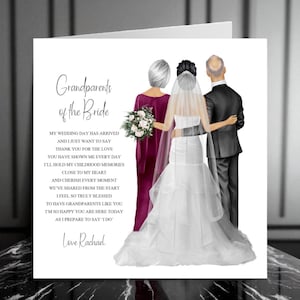 To My Grandparents On My Wedding Day Card, Personalised Wedding Keepsake Card, Wedding Card to Gran And Grandad On My Wedding Day