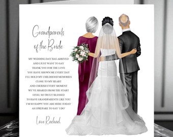 To My Grandparents On My Wedding Day Card, Personalised Wedding Keepsake Card, Wedding Card to Gran And Grandad On My Wedding Day