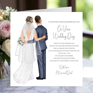 To Our Son and Daughter-in-law On Your Wedding Day Card, To The Bride and Groom On Your Wedding Day Personalised Keepsake Card, Sentimental