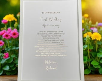 Foiled First Anniversary Print: Personalized Poem Gift for Wife