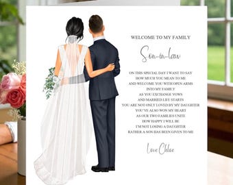 Welcome to my family Son-in-law Wedding Card, Personalised Wedding Keepsake Card, Sentimental Wedding Day Poem, Gift For My New Son-in-law