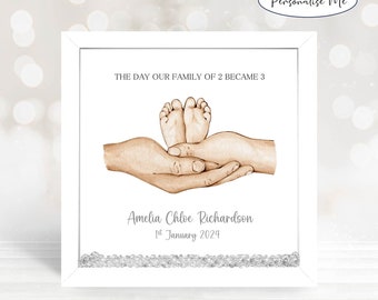 Baby Feet Photo Frame, Personalised Baby Print Gift, Baby Gift, New Dad Gift, New Mum Gift, New Baby Gift for Mum and Dad