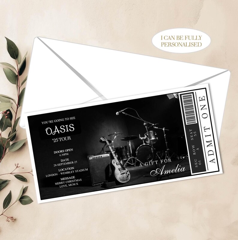 Personalized Concert Ticket Gift Voucher: Surprise Announcement - Etsy