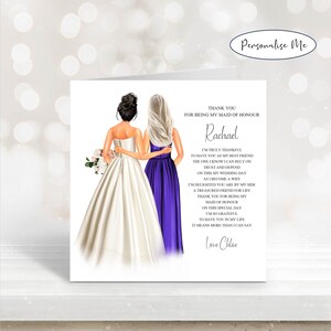 Carte Merci d'être ma demoiselle d'honneur, poème de demoiselle d'honneur, carte de mariage de demoiselle d'honneur personnalisée, carte-cadeau souvenir