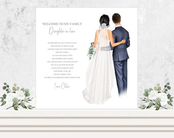 Welcome to my family Daughter-in-law Wedding Day Card, Personalised Wedding Keepsake Card, Sentimental Wedding Day Poem