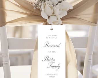 Personalized Wedding Reserved Seat Tag: White Silk Card