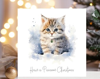 Handmade Kitten Christmas Cards: Luxury Holiday Cat Lover Cards