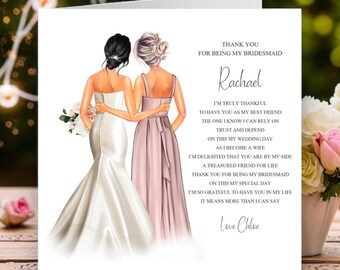 Thank You For Being My Bridesmaid Card, Bridesmaid Poem, Personalised Bridesmaid Card, Keepsake Gift Card, bridesmaid gift