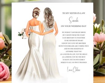 To My Sister-in-law On Your Wedding Day Card, Personalised Wedding Keepsake Card, On My Sister-in-laws Wedding Day Sentimental Card
