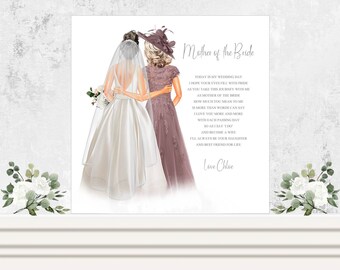 Mother of the Bride Wedding Day Card, Mother of the Bride Wedding Poem, To my Mum on my Wedding Day, Personalised Mum Wedding Keepsake Card