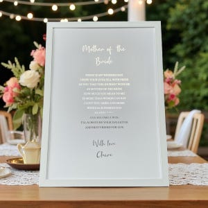 A4 Foiled Print, To Mother of the Bride from the Bride Wedding Day Print, Gift to Mother from Daughter on her Wedding Day, Personalised Gift