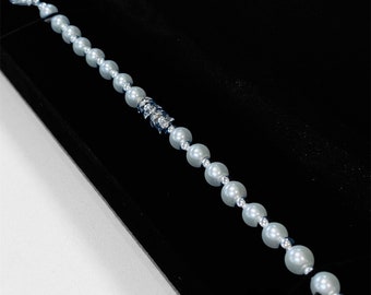 Handmade Pearl and Diamanté Bracelet: Silver Plated Wedding Jewelry