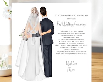 Personalized First Anniversary Card for Daughter and Son-in-Law