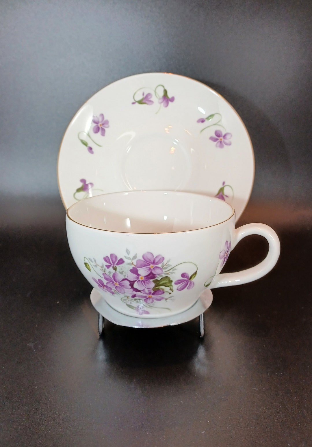 Pretty Lane End Pottery Fine Bone China Teacup and Saucer, Made in ...