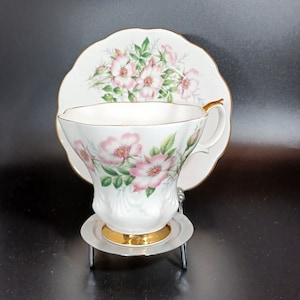 Royal Albert “Wild Rose” Bone China Teacup and Saucer, Made in England