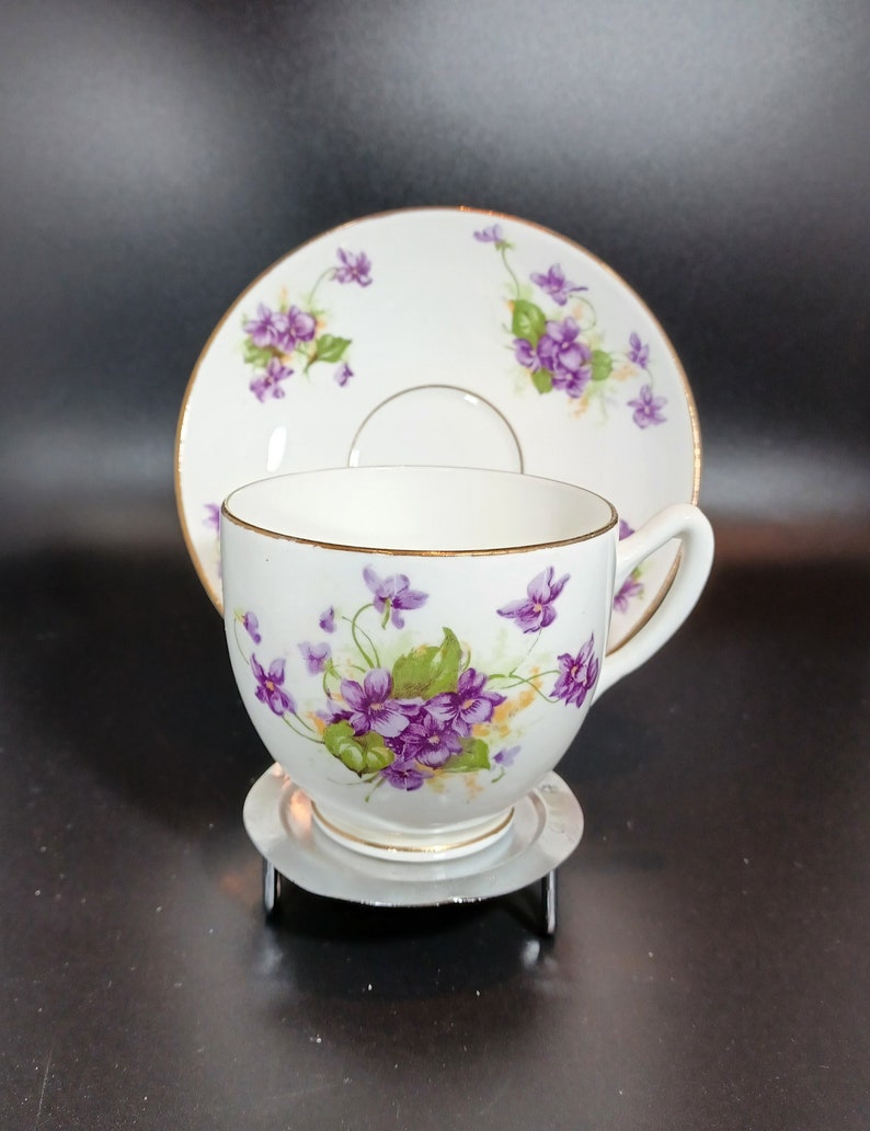 Duchess violets Bone China Teacup and Saucer, Made in England Etsy
