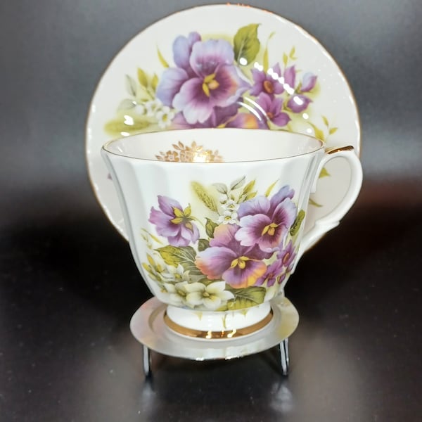 Duchess “Pansies” Fine Bone China Teacup and Saucer, Made in England