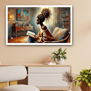 Abstract Woman Reading Art Print: Serene AI Painting (Digital Download) image 2
