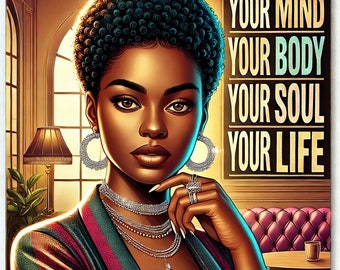 A Woman&#39;s Right Is Her Own, African American, Short Natural Hair, AI Generated Image, JPEG
