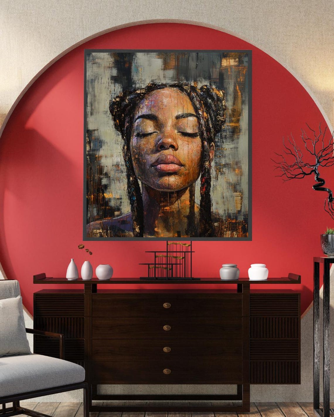 Abstract Black African American Woman Portrait - Afrocentric Wall Art ...