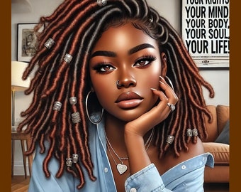 A Woman&#39;s Right Is Her Own, African American, Natural Hair, AI Generated Image, JPEG