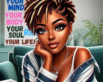 Empowering Melanated Woman Art Print: Inspirational Quote (Digital Print)