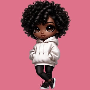 Chibi African American Girl Art: Melanin Fashion Clipart (Digital Download)