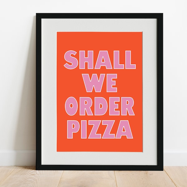 Pizza Print // Colourful wall prints, Bright prints, Food wall art, Kitchen Dining Room prints, Gifts for pizza lovers