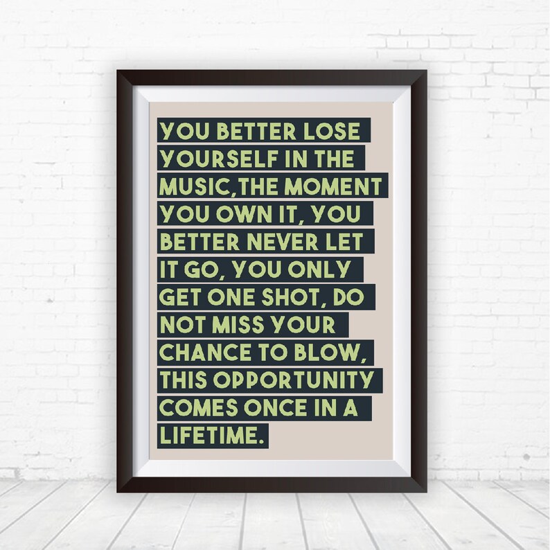 Eminem Lose Yourself Lyrics Song Words Print Lyrics Art | Etsy